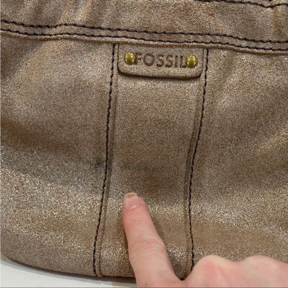 Fossil Glittery Cream Boho Studded Crossbody Bag - Picture 9 of 10